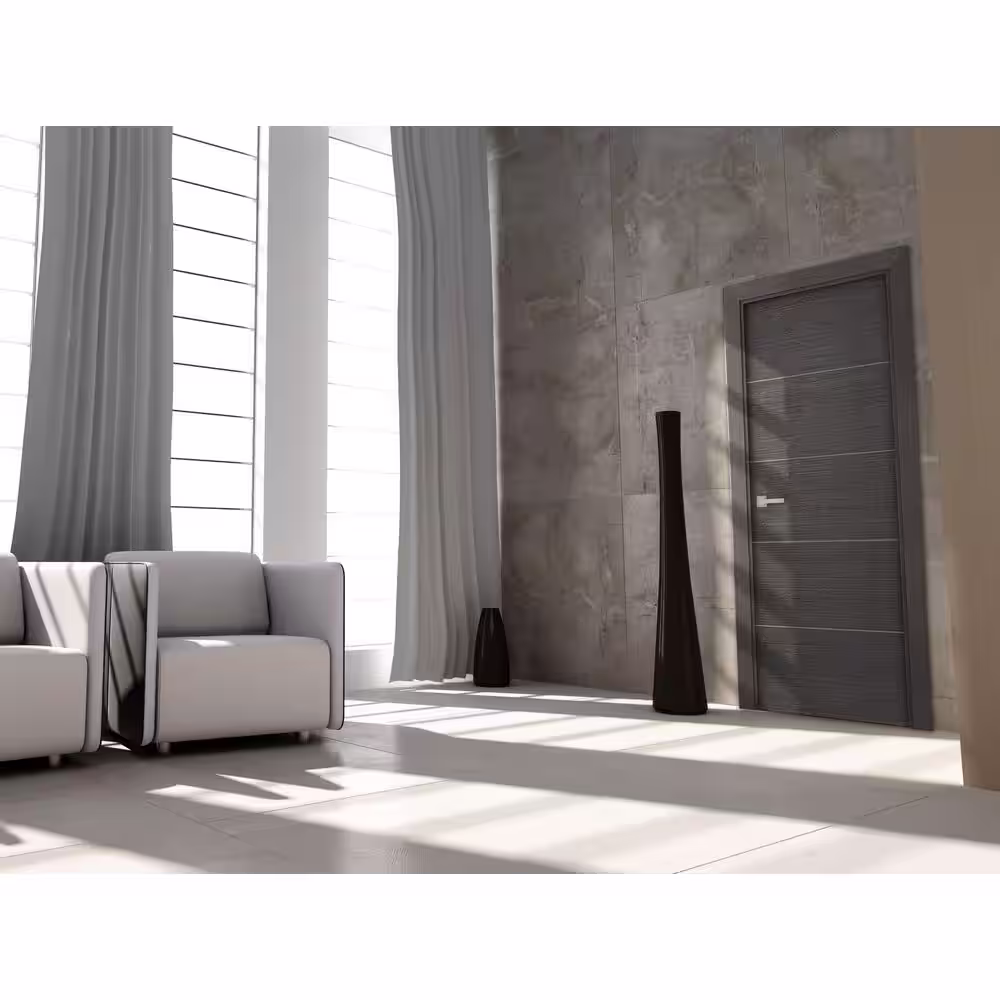 Belldinni 36 in. x 79 in. Avanti 4H Black Apricot Left-Hand Solid Core Wood Composite Single Prehung Interior Door