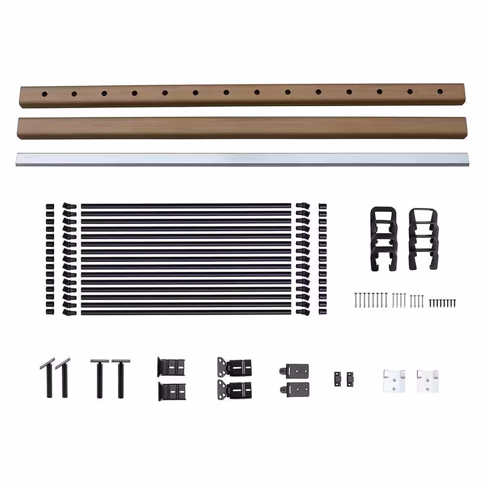 NewTechWood Ultrashield Hemispheres 36 in. x 3 in. x 6 ft. Brown Peruvian Teak Composite Railing Kit