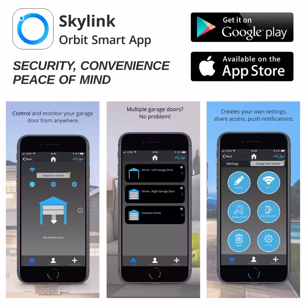 SkyLink Atoms Smartphone-Controlled Heavy Duty Anti-Breakin Chain Drive Ultra-Quiet Garage Door Opener with Built-In Bright LED