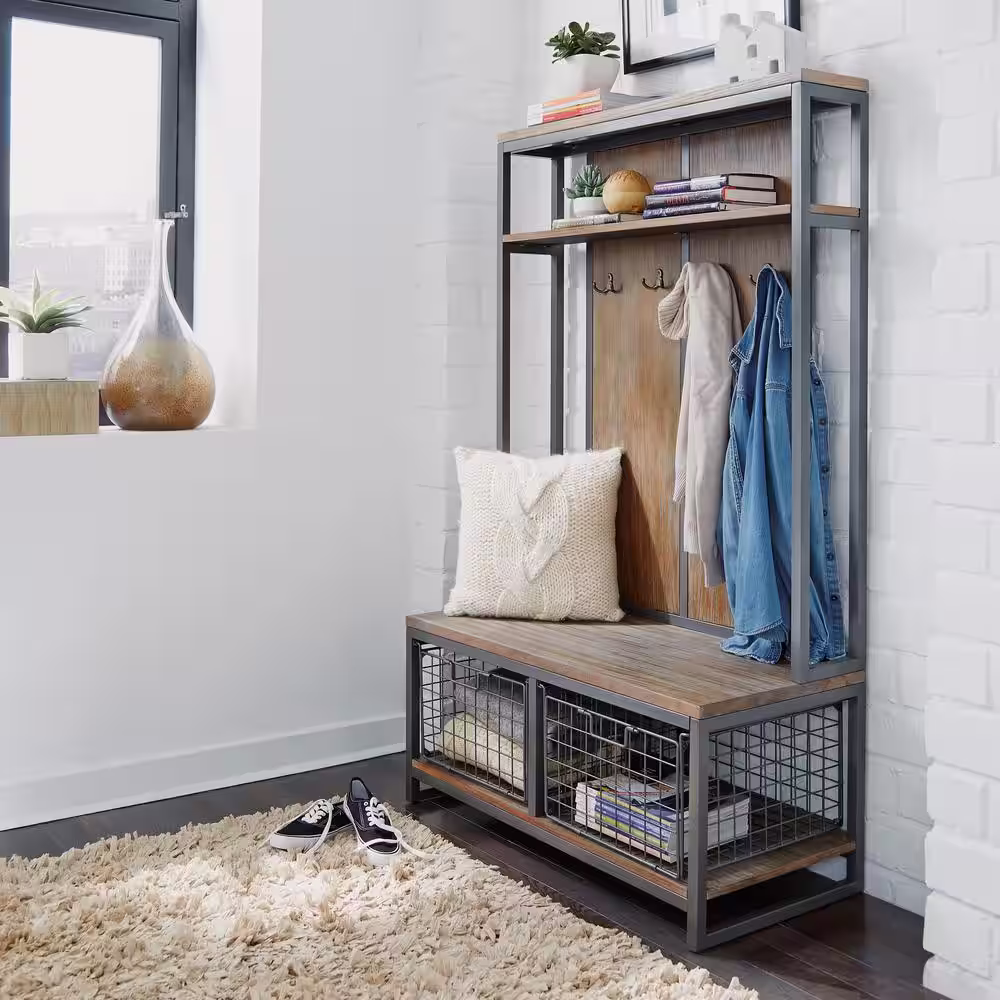 HOMESTYLES Barnside Metro Driftwood Gray Hall Tree