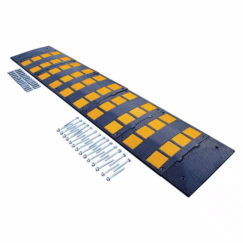 Vestil 23.5 in. x 108 in. x 2 in. Deluxe Rubber Speed Hump with Concrete Kit