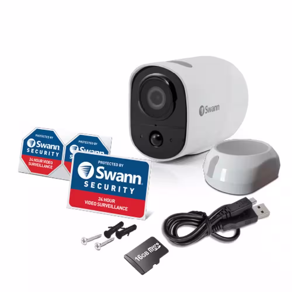 Swann Xtreem Wireless Battery Powered WiFi Outdoor White Surveillance Home Security Camera 1-Pack