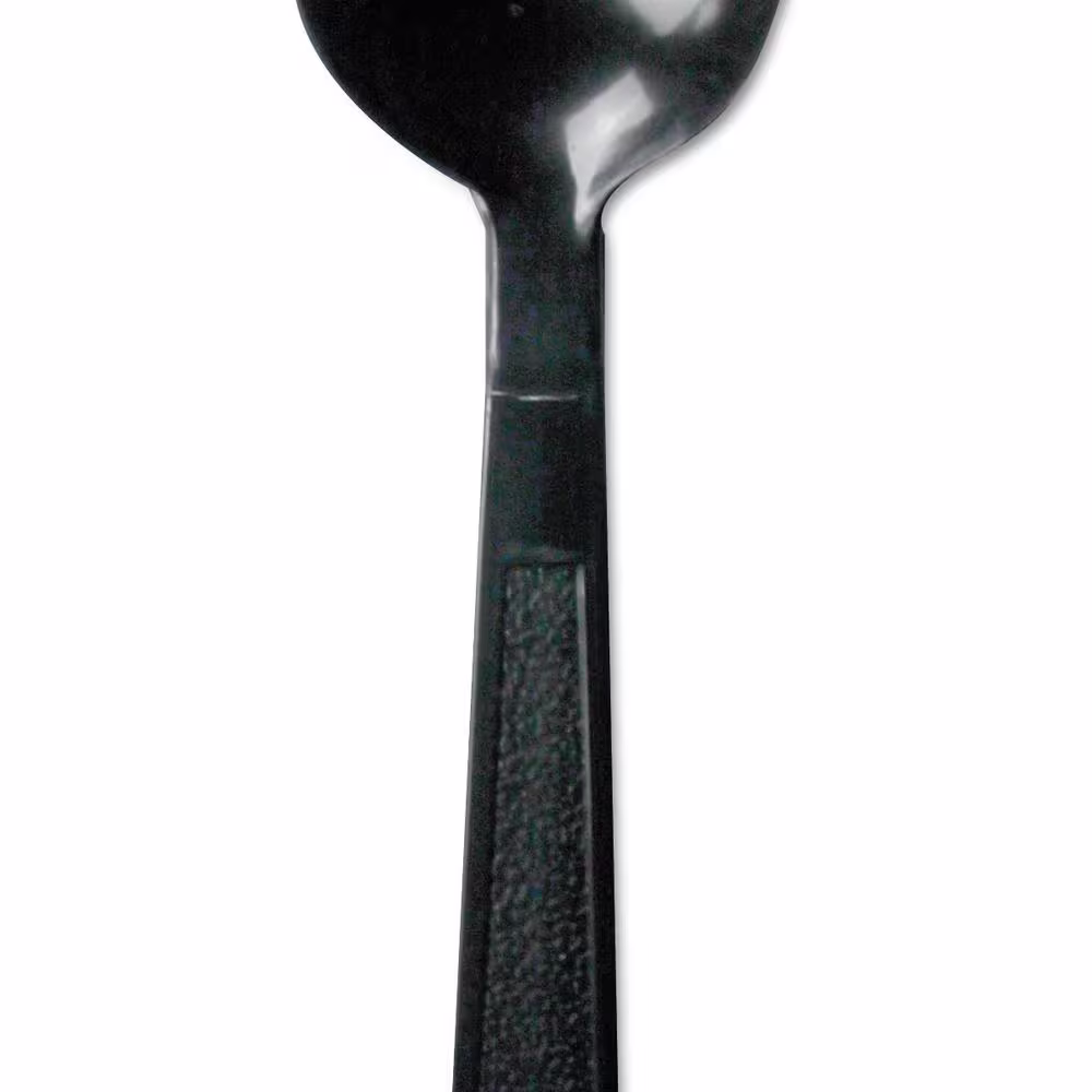 Boardwalk Black Heavyweight Disposable Polypropylene Utensils, Teaspoons, 1000 / Carton