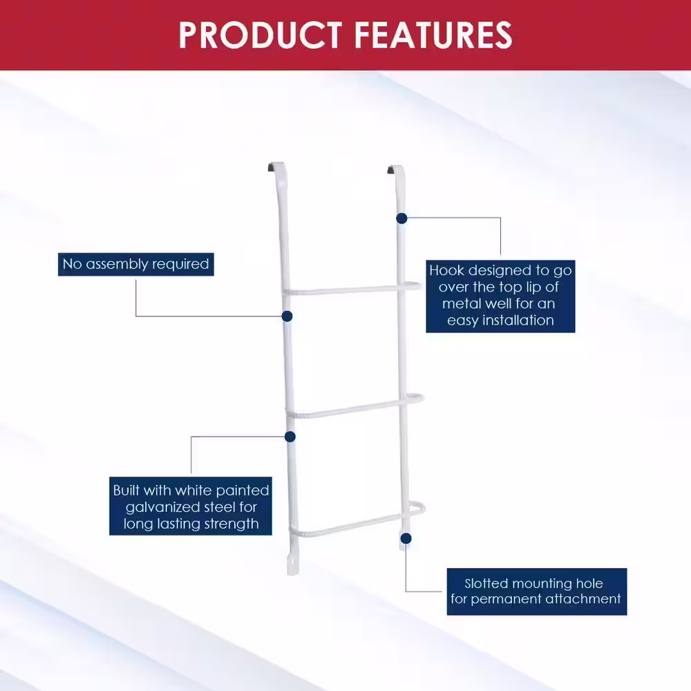 SHAPE PRODUCTS 3-Step White Steel Window Well Escape Ladder
