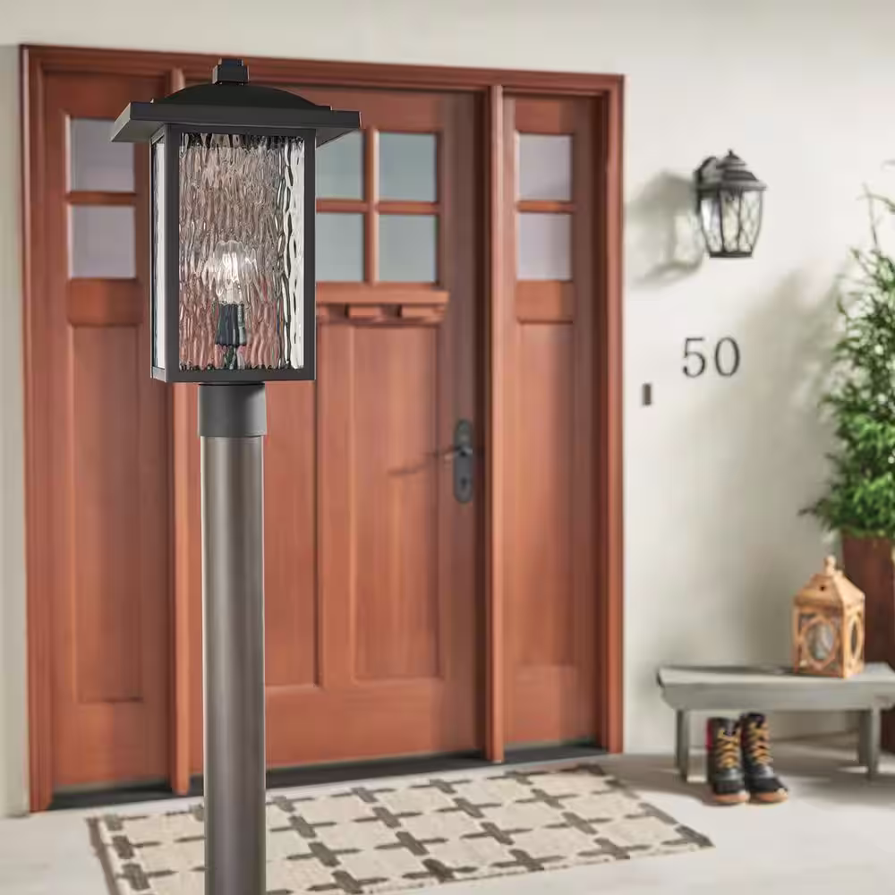 KICHLER Capanna 1-Light Textured Black Aluminum Hardwired Waterproof Outdoor Post Light with No Bulbs Included (1-Pack)