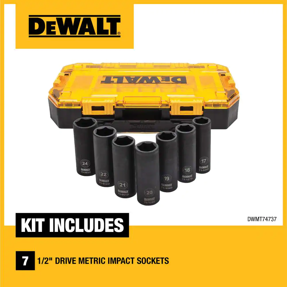 DEWALT 1/2 in. Drive Metric Impact Socket Set (7-Piece)