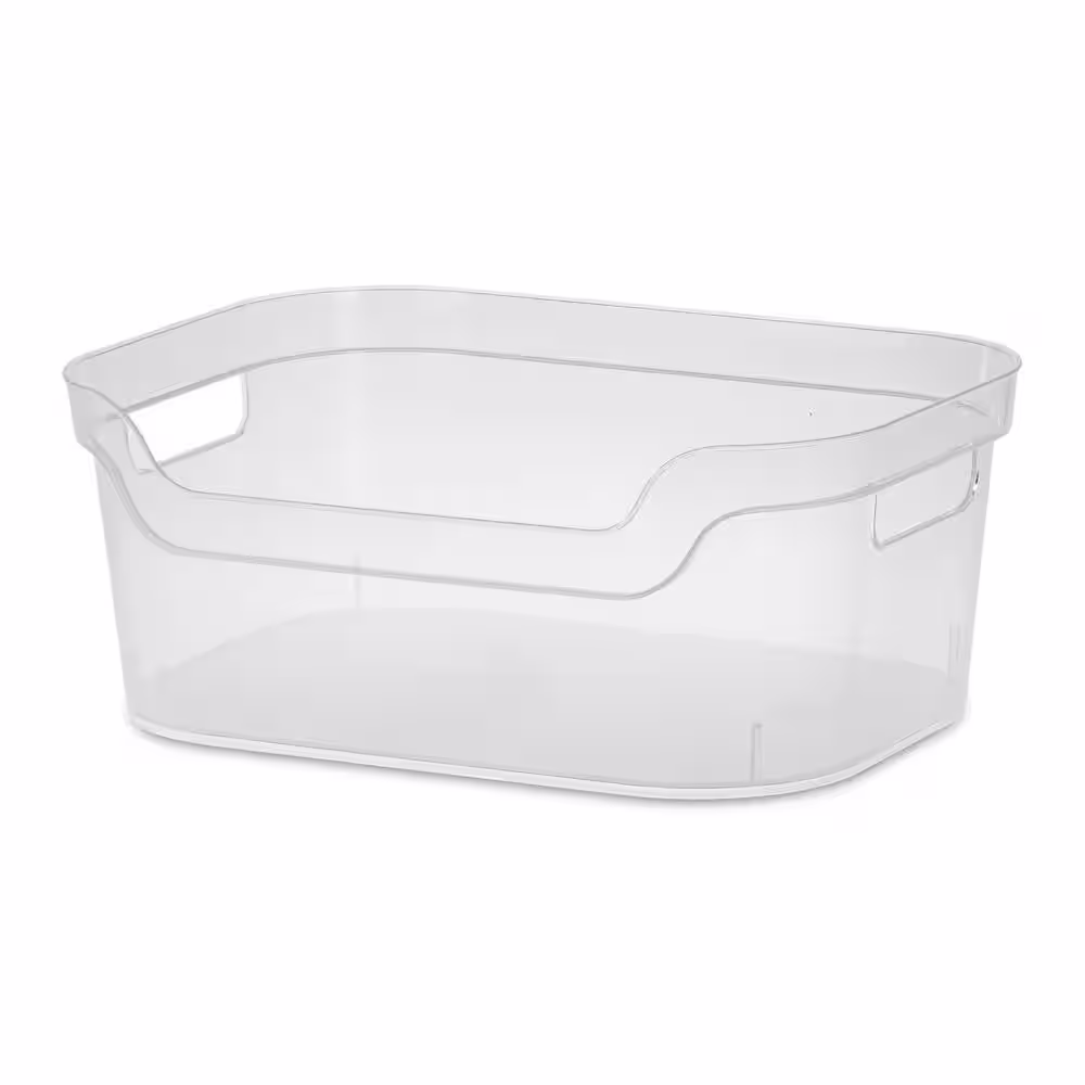 Sterilite 5.25 in. x 9.5 in. x 13 Clear Plastic Cube Storage Bin w/Carry Handles, 16-Pack