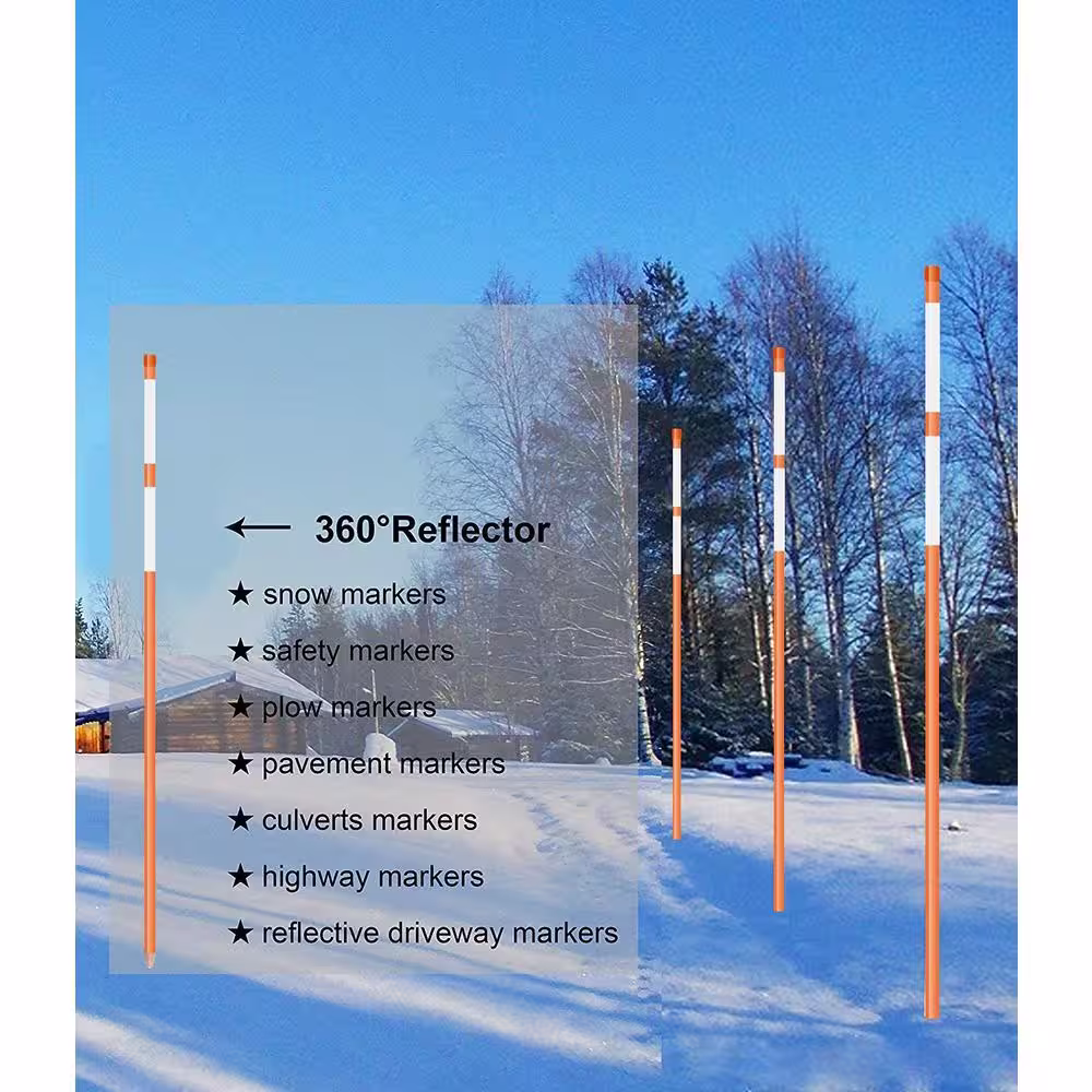 FiberMarker 48 in. 20-Pack Reflective Driveway Markers Driveway Poles for Easy Visibility at Night 1/4 in. Dia Orange