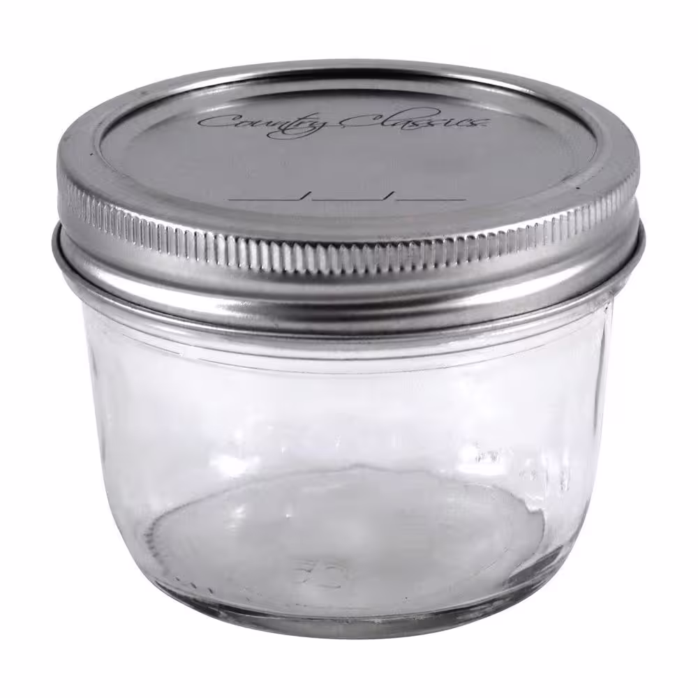 COUNTRY CLASSICS 8 oz. Wide Mouth Glass Canning Jar (2 packs of 12)