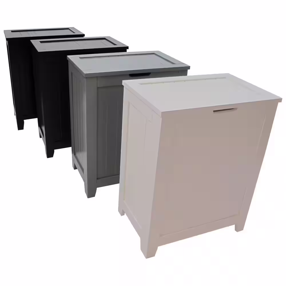 Redmon Contemporary Country White No Additional Features Wood Hamper with Wainscot Panels