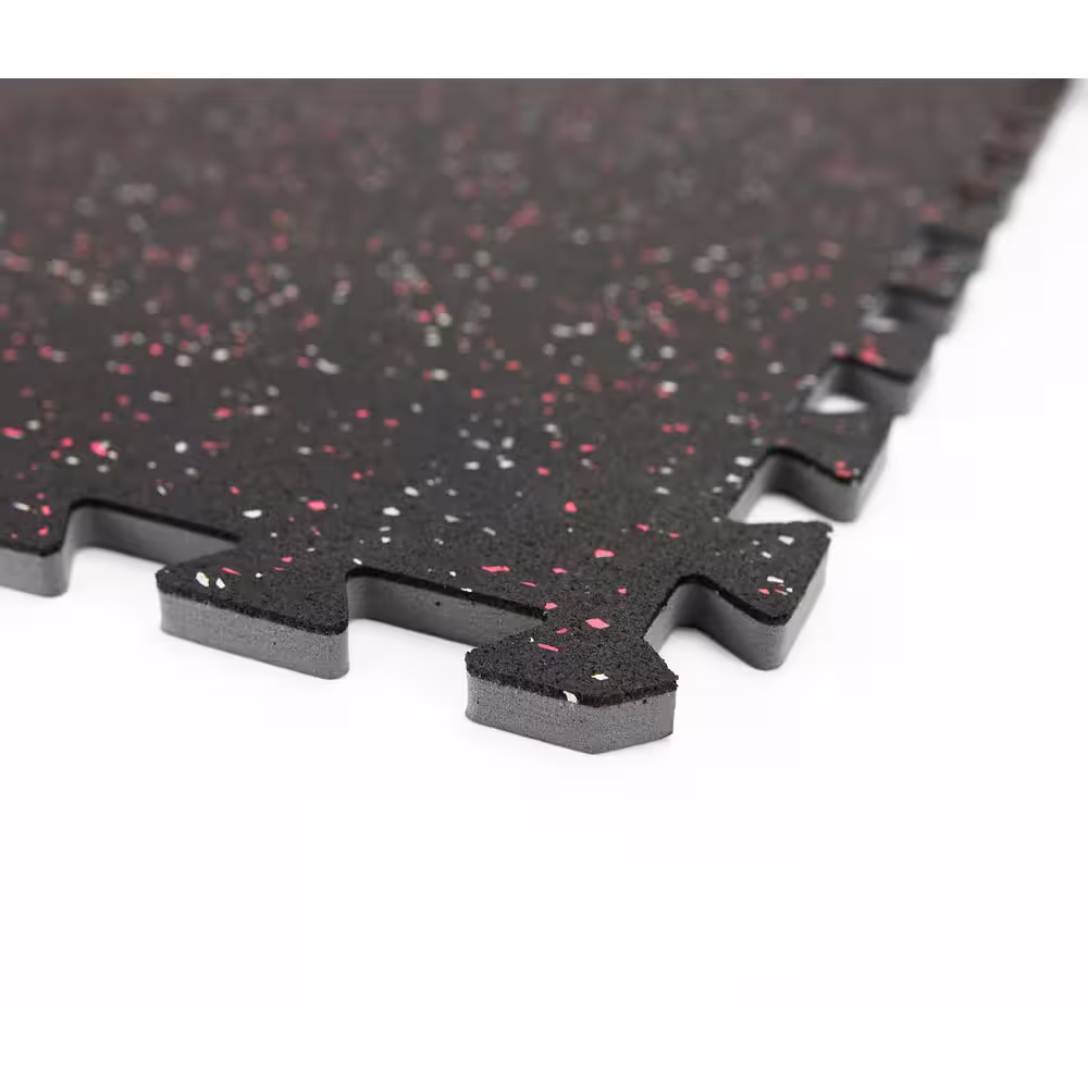 FloorPops Rhyolite Black 24 in. W x 24 in. L x 0.47 in. Thick Rubber Interlocking Exercise Floor Tiles (4 tiles/case)