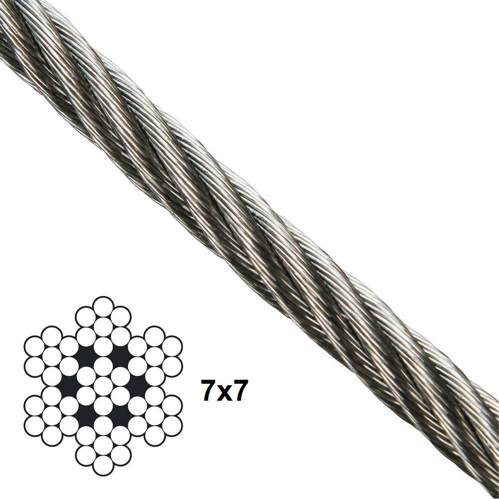 KingChain 1/8 in. x 250 ft. Galvanized Aircraft Cable, 7x7 Construction - 340 lbs Safe Work Load - Reeled