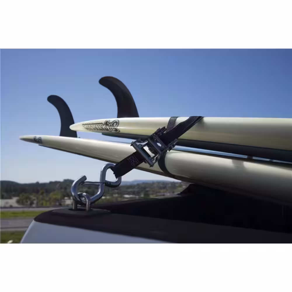 None 1 in. x 15 ft. 500 lbs. Carabiner S-Hook Ratchet Tie Down Strap