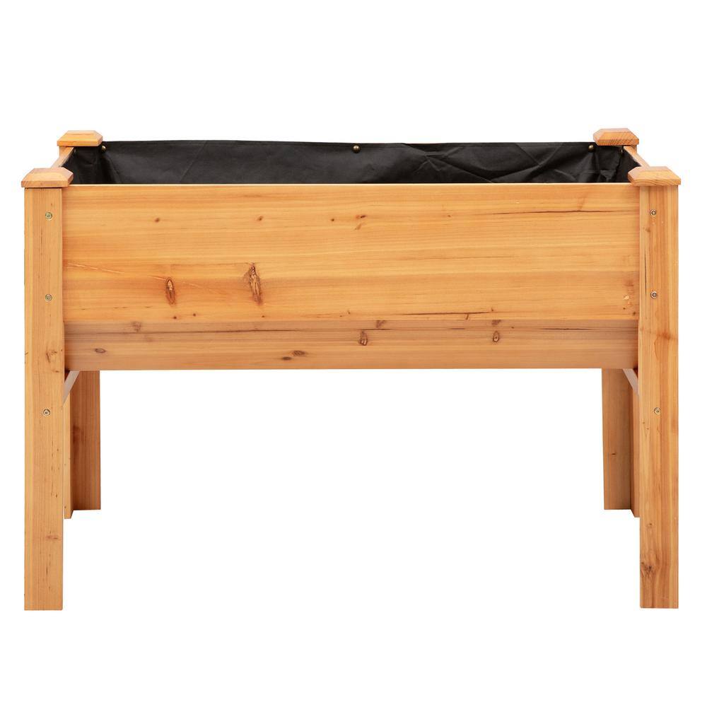 Outsunny 8.75 in. x 23.5 in. x 32 in. Brown Wood Raised Garden Planter Bed with Funnel Design and Tool Hooks