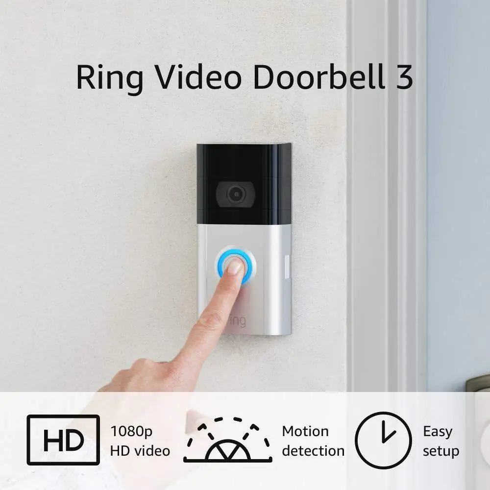 Ring Video Doorbell 3 - Smart Wireless Doorbell Camera with Dual-Band WiFi, Quick Release Battery, 2-Way Talk, Night Vision