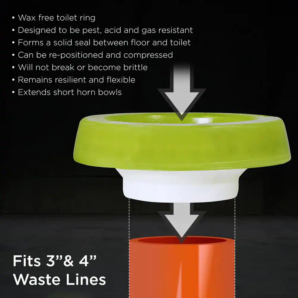 The Plumber's Choice Universal Fit for 3 in. and 4 in. Waste Lines Elastic Waxless Toilet Ring Seals Bowl