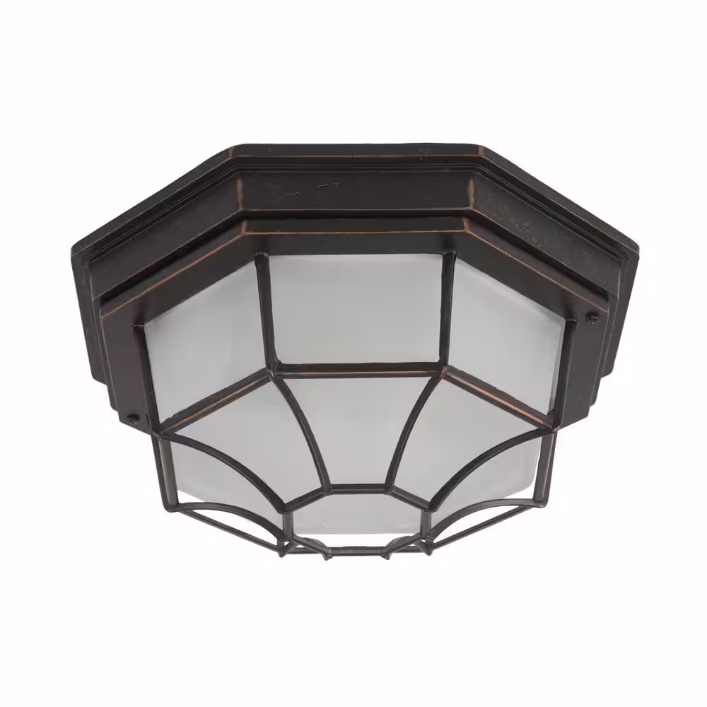 Yosemite Home Decor Serge Collection 1-Light Oil Rubbed Bronze Outdoor Flash Mount Lamp