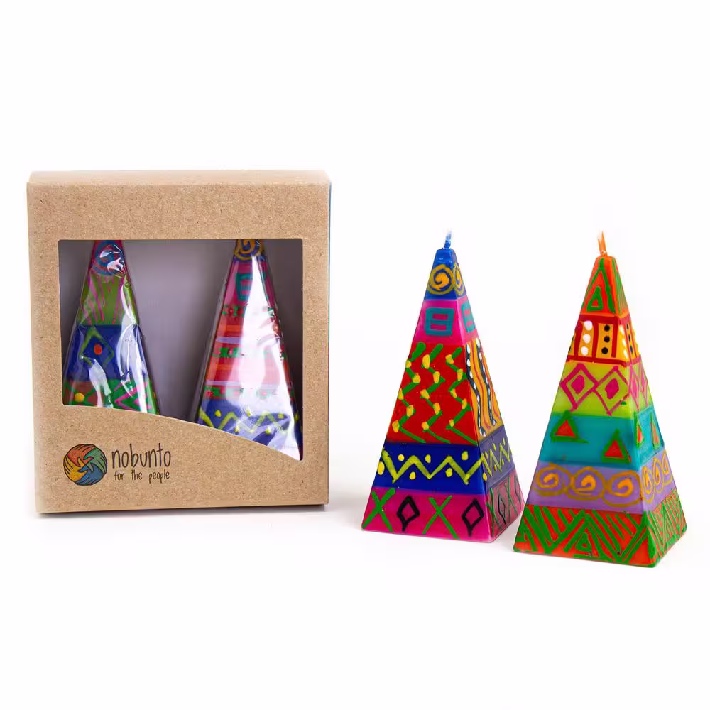 None Shahida Design Boxed Pyramid Candles (Set of 2)