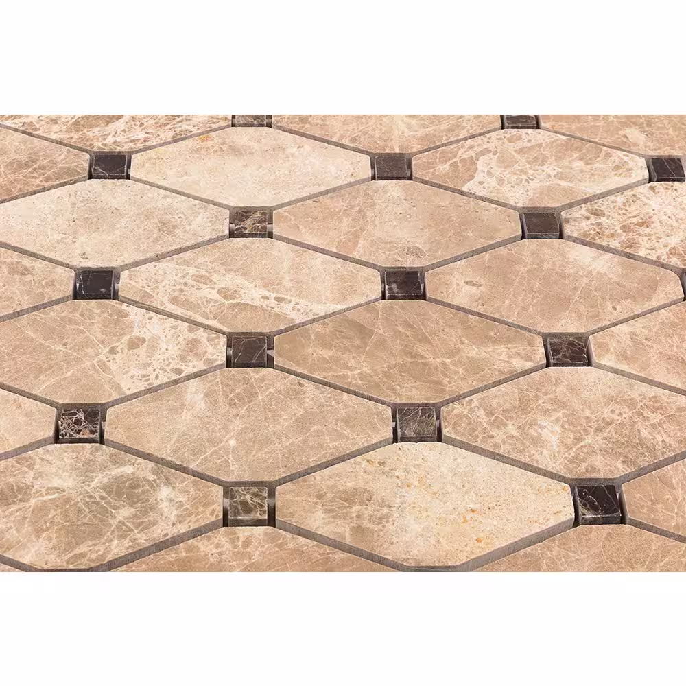 Ivy Hill Tile Diapson Light Emperador and Dark Emperador 11.87 in. x 13 in. Polished Marble Mosaic Tile (1.07 sq. ft./Sheet)