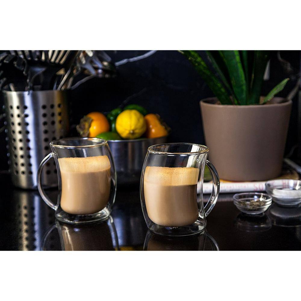 JoyJolt Caleo 13.5 oz. Double Wall Insulated Latte Glasses (Set of 2)