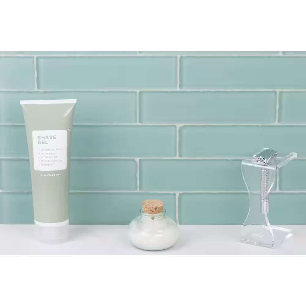 Ivy Hill Tile Ocean Aqua Beached 2 in. x 8 in. x 8 mm Frosted Glass Subway Tile (36 pieces 4 sq.ft./Box)