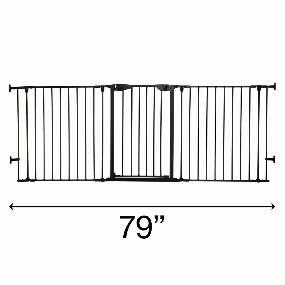Dreambaby 29 in. Tall Metal Newport 3 Panel Hardware Mounted Adapta-Gate - Black
