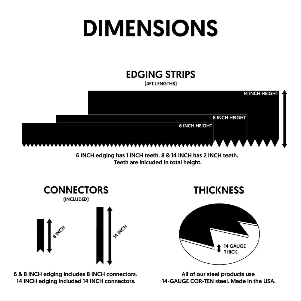 None 4 ft. x 14-Gauge x 6 in. COR-TEN Steel Landscape Edging (4 ft. 5-Pieces)