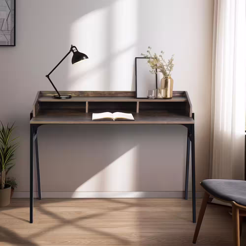 None Booker 47 in. Brown Rectangular Manufactured Wood Computer Desk With Shelf