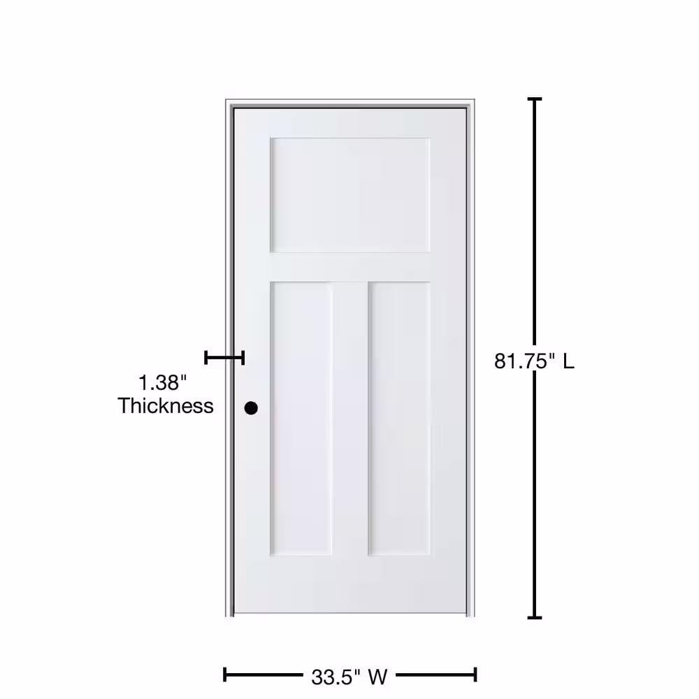MMI Door Shaker Flat Panel 32 in. x 80 in. Right Hand Solid Core Primed HDF Single Pre-Hung Interior Door with 4-9/16 in. Jamb