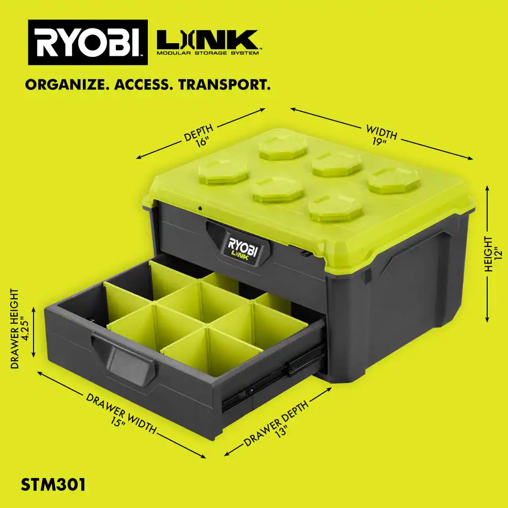 RYOBI LINK 2-Drawer Tool Box with 2-Drawer Divider