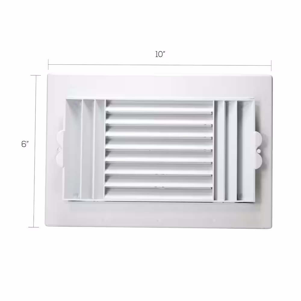 None 10 in. x 6 in. White Plastic 3-Way Ceiling Register