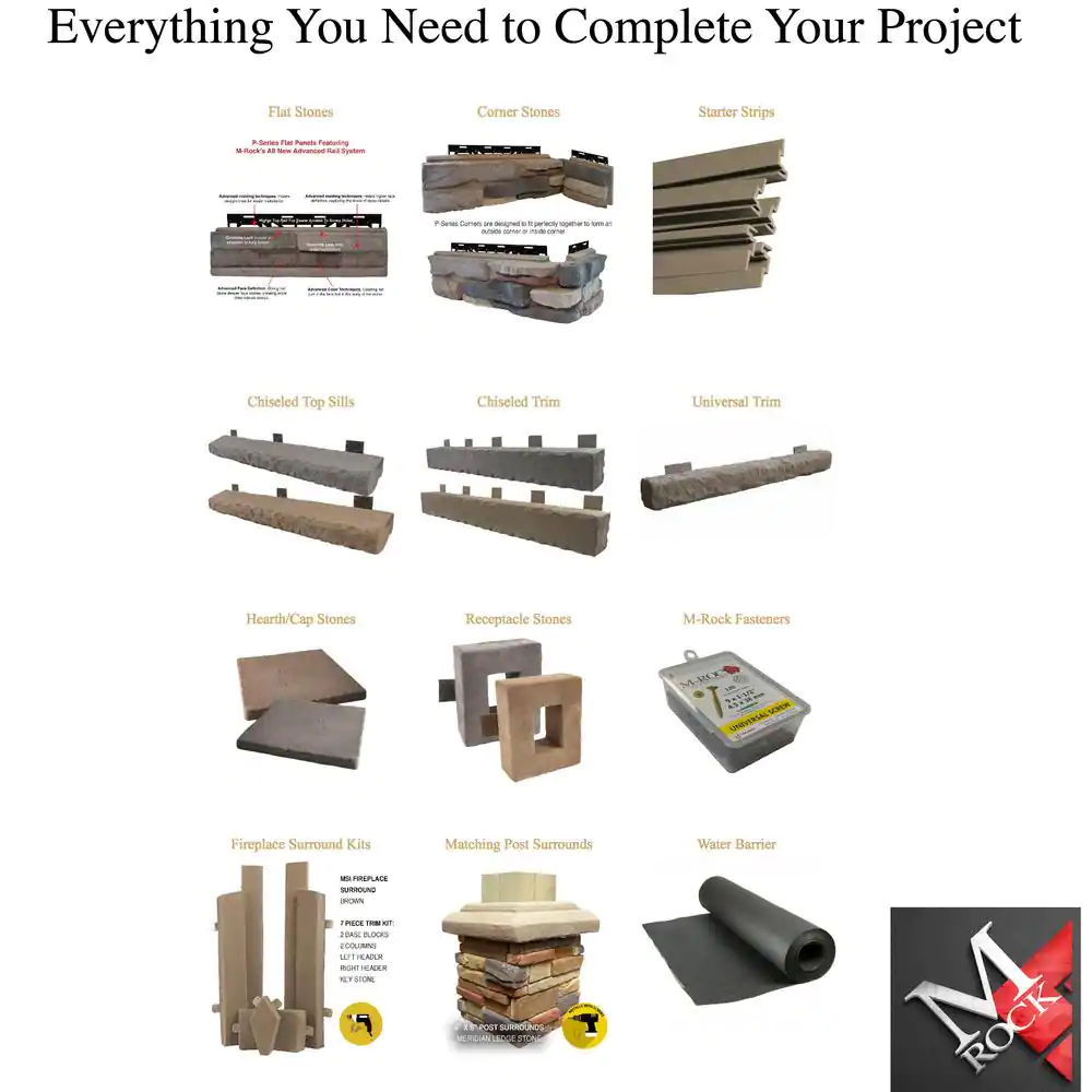 M-Rock P-Series 5 in. x 20 in. Elk Creek Ledge Stone Concrete Stone Veneer (4.9 sq.ft/bx)