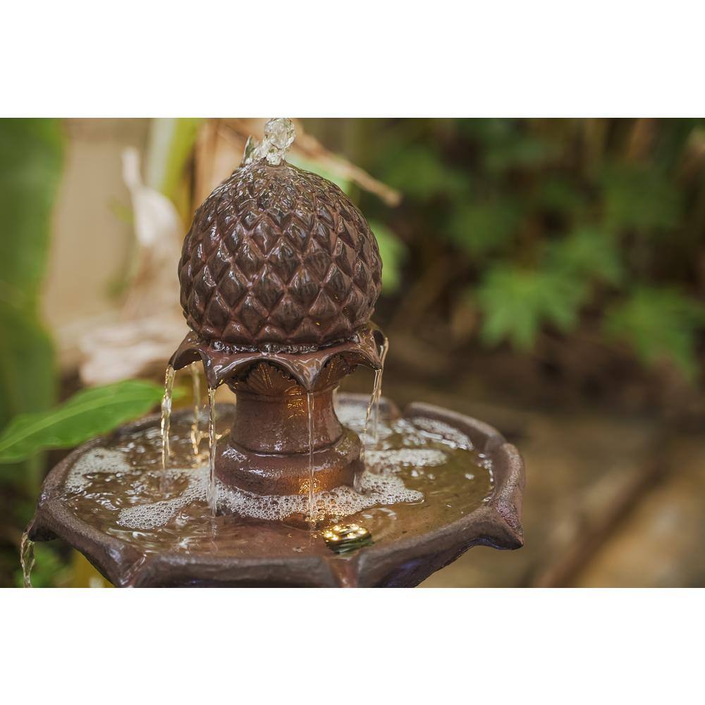 XBRAND 2-Tier Freestanding Waterfall Fountain, Outdoor Garden, Yard, Lawn, Porch Decor, 39 in. Tall, Brown