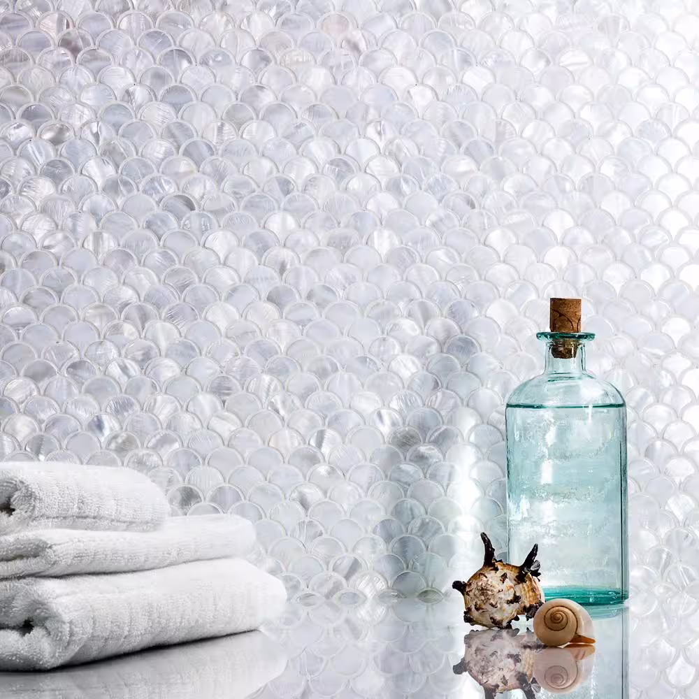 Ivy Hill Tile Pacif White Shells 11.81 in. x 11.81 in. x 2 mm Pearl Shell Mosaic Tile