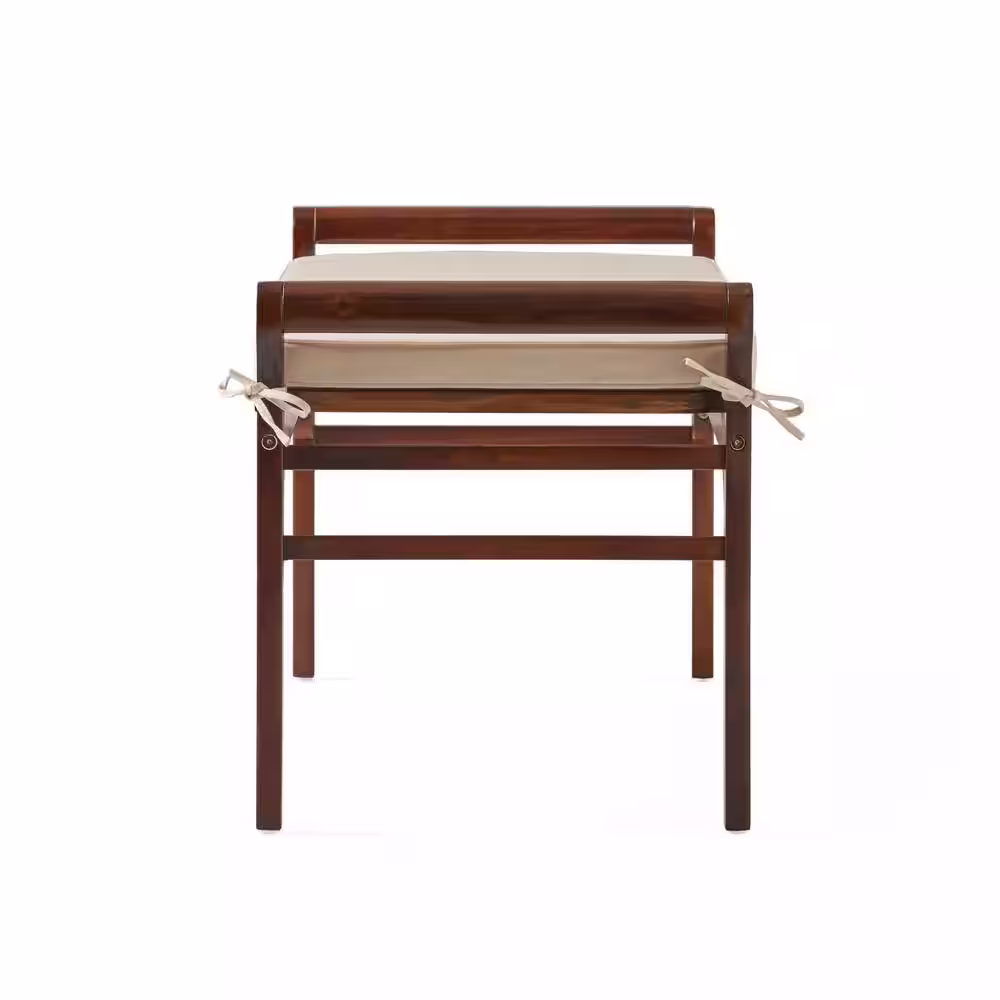 Noble House Nelson Rich Mahogany Bench with Cushion
