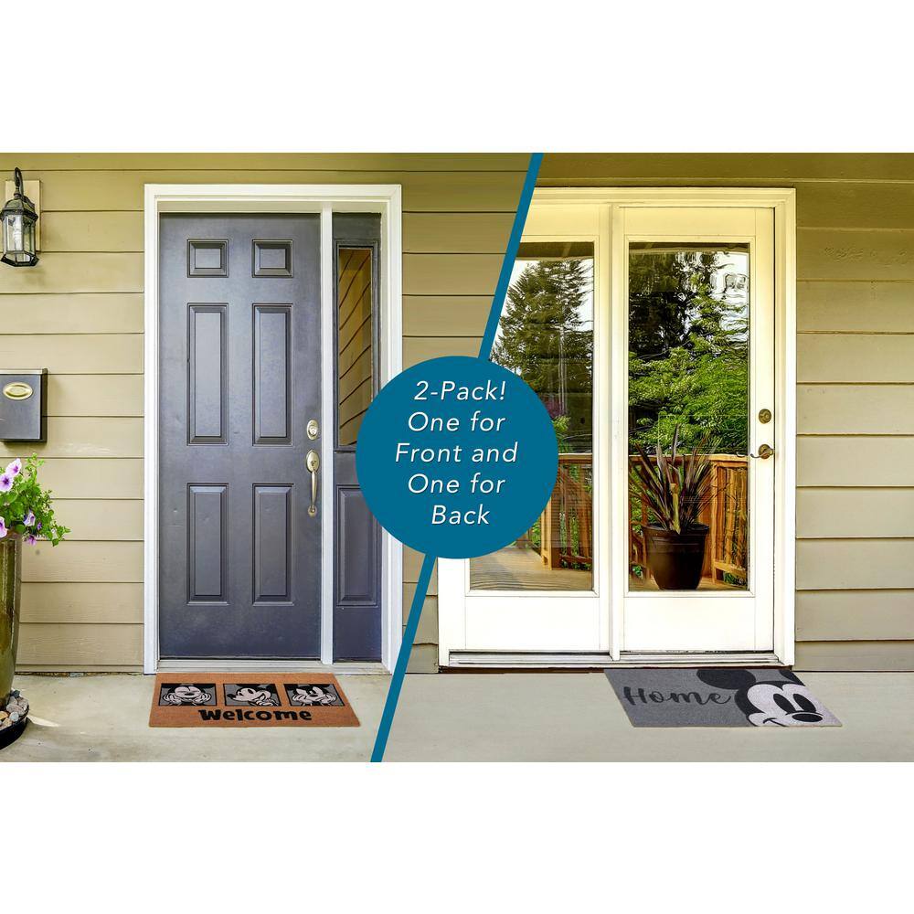 Disney Mickey Mouse Home and Welcome 20 in. x 34 in. Coir Door Mat (2-Pack)