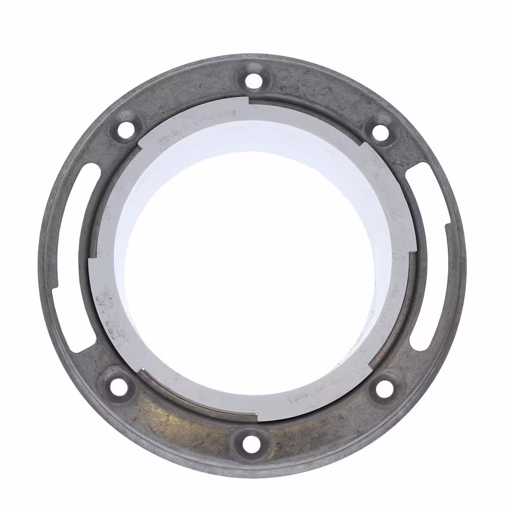 JONES STEPHENS 7 in. O.D. Plumbfit PVC Closet (Toilet) Flange with Stainless Steel Ring Less Knockout, Fits Over 4 in. Sch. 40 DWV Pipe