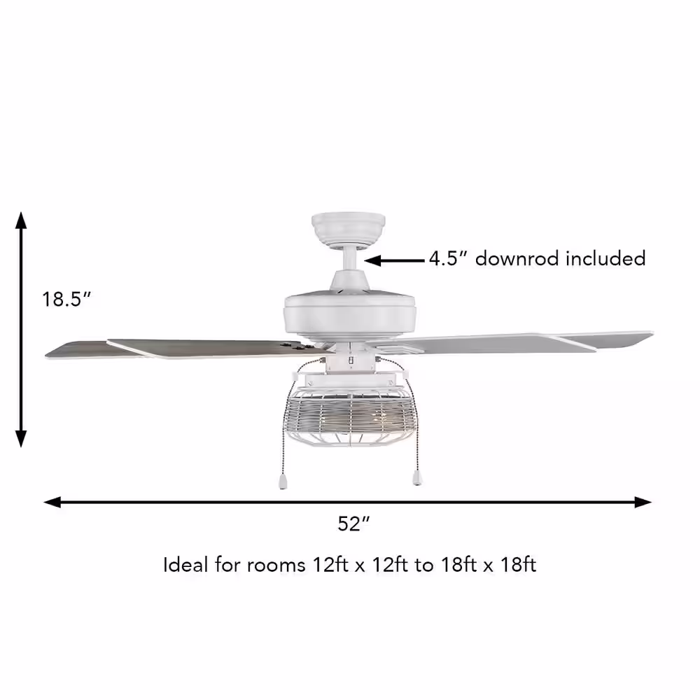 Hampton Bay Ceylon 52 in. Indoor/Outdoor Matte White LED Ceiling Fan with Light Kit