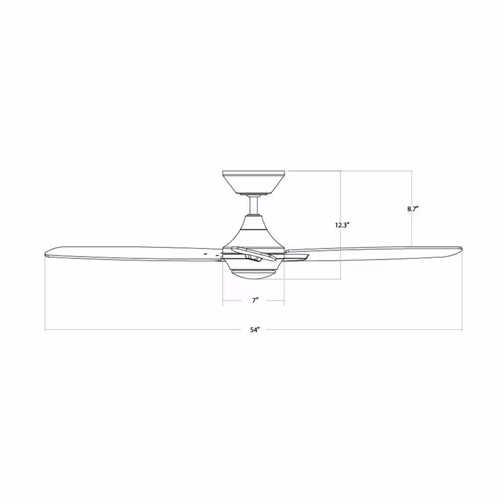 WAC Lighting 54 in. Brushed Nickel LED Blitzen Indoor and Outdoor 3-Blade Smart Ceiling Fan with 3000K Light Kit and Remote Control