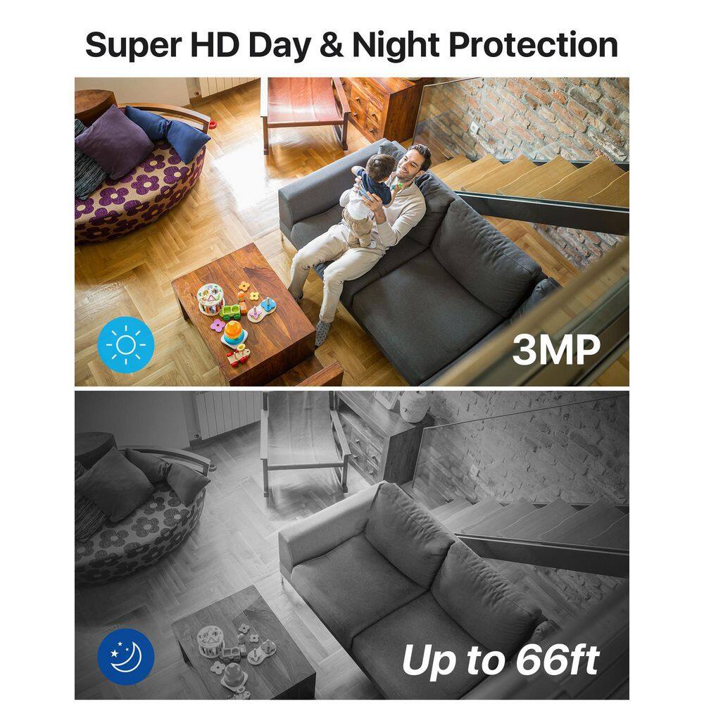 ZOSI 3MP 2K WiFi Home Smart Security Camera with 2-Way Audio, Human Detection, Local/Cloud Storage, Work with Alexa