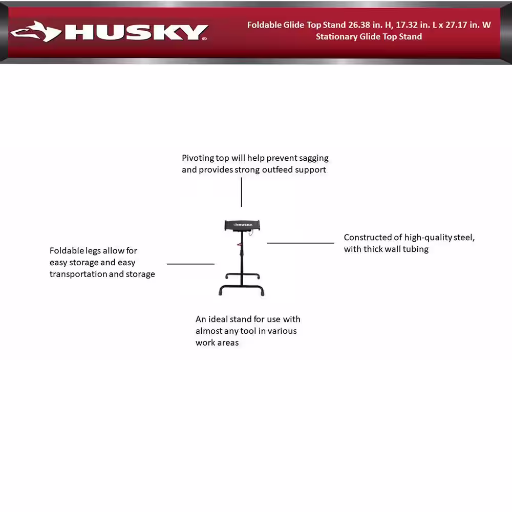 Husky Foldable Glide Top Stand 26.38 in. H, 17.32 in. L x 27.17 in. W Stationary Glide Top Stand