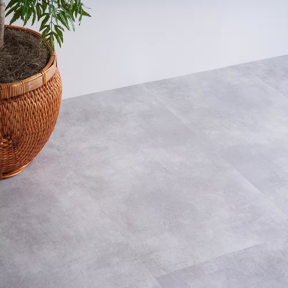 Ivy Hill Tile Duren Concreto Silver 28MIL x 18 in. W x 36 in. L Glue Down Waterproof Luxury Vinyl Plank Flooring (36 sqft/case)