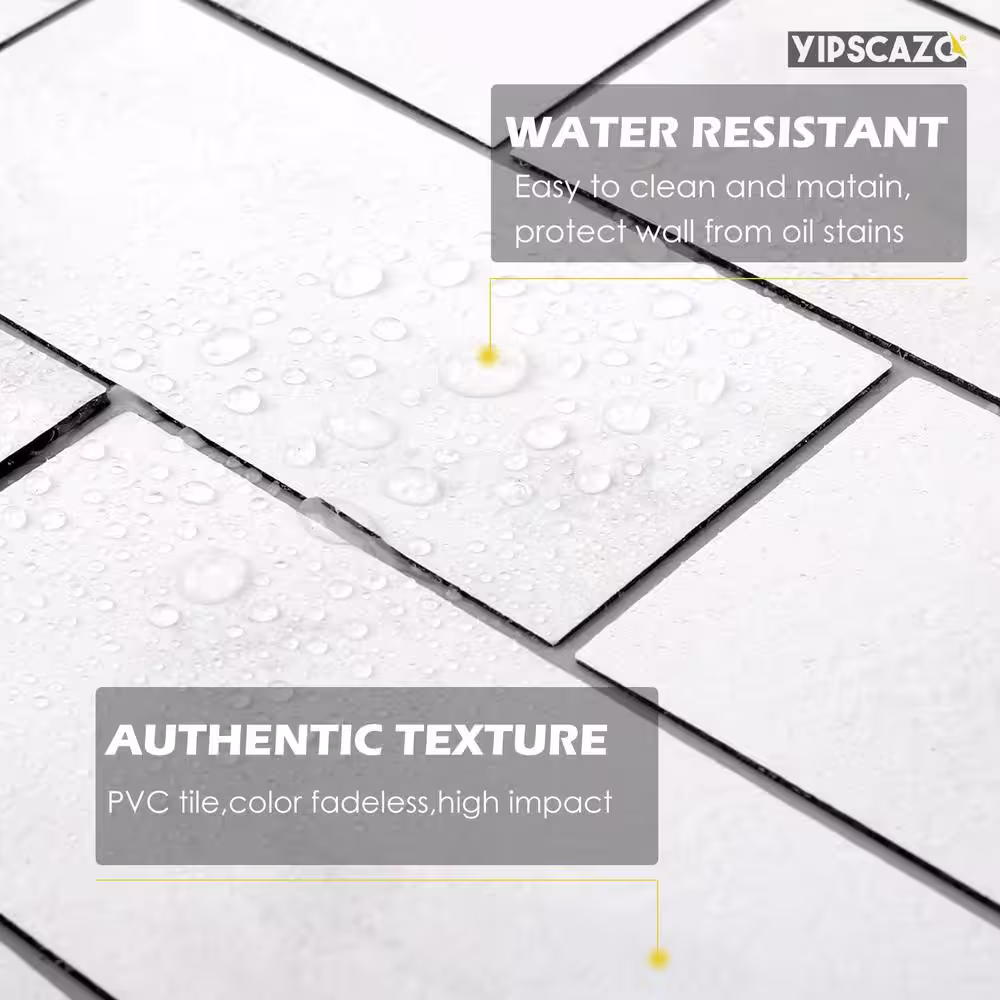 Yipscazo Subway Collection Marble White 12 in. x 12 in. PVC Peel and Stick Tile (5 sq. ft./5-Sheets)