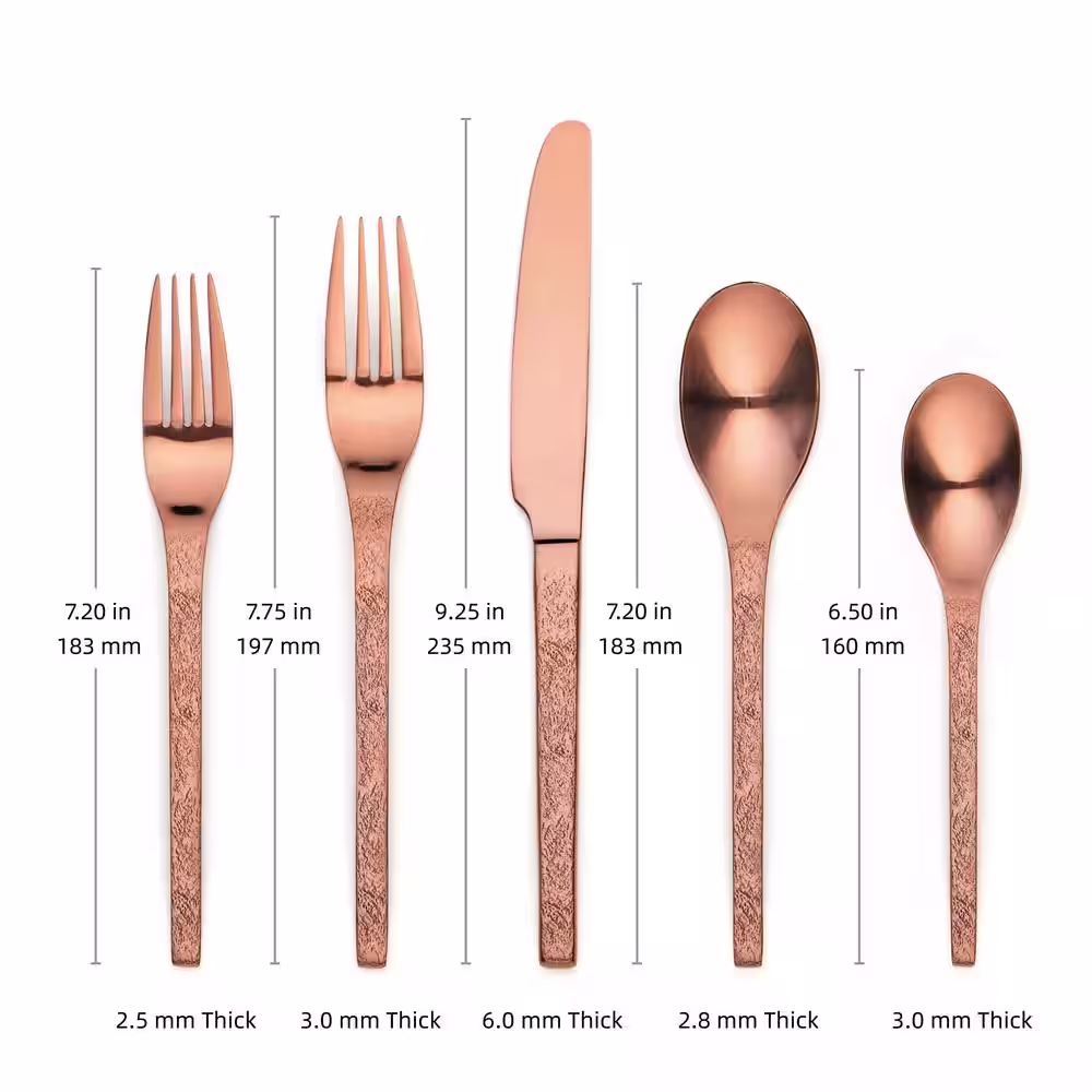 ORNATIVE Eve 20 Piece Matte Copper 18/0 Stainless Steel Flatware Set, Service for 4