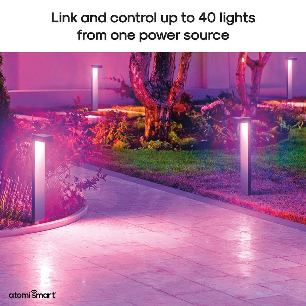 atomi smart Smart Wi-Fi Plug-In Powder Coated Aluminum Black LED Path Light Starter Kit with Smart Wi-Fi Control (4-Pack)