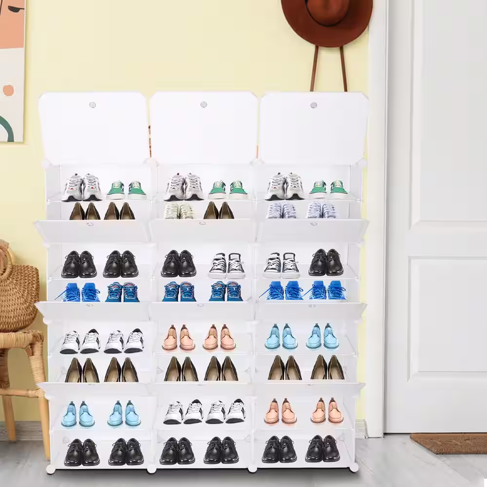 None 48 in. H 48-Pair White Shoe Rack