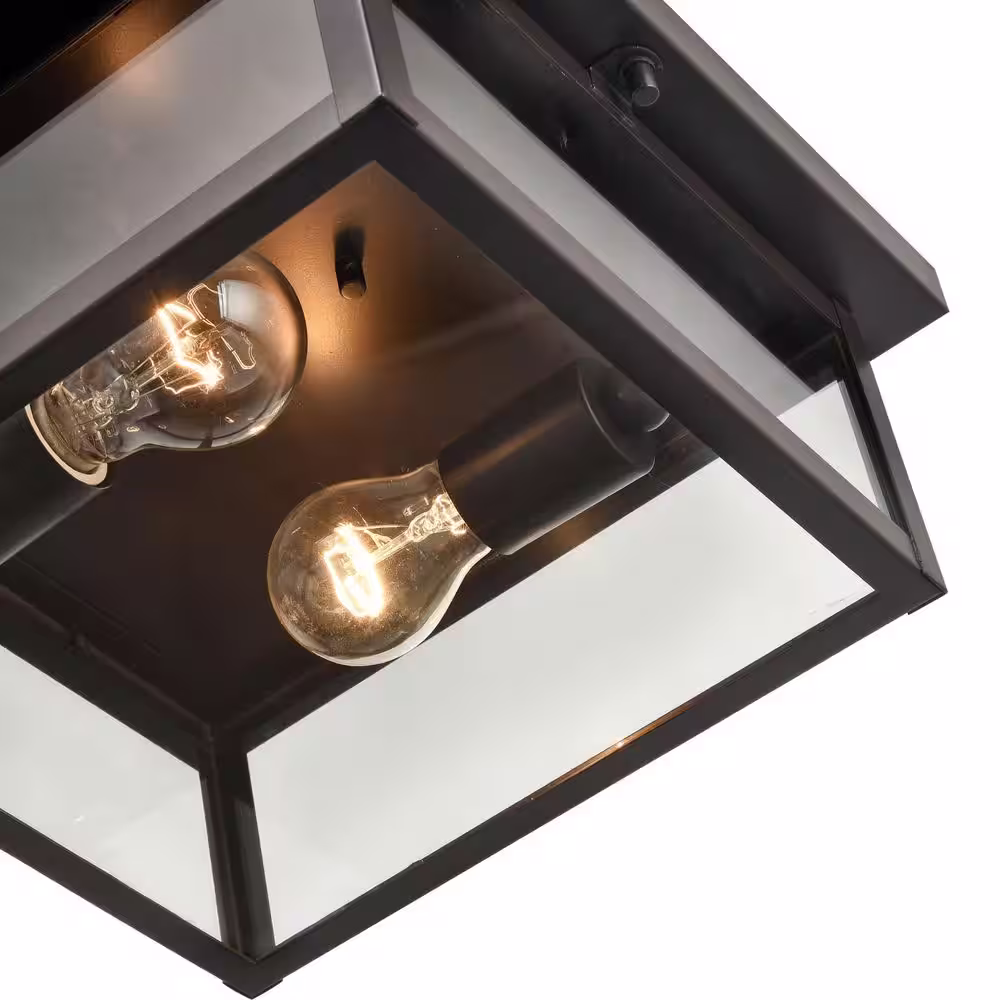 Millennium Lighting Evanton 2-Light 12 in. Powder Coat Bronze Hardwired Outdoor Flush Mount Light (1-Pack)