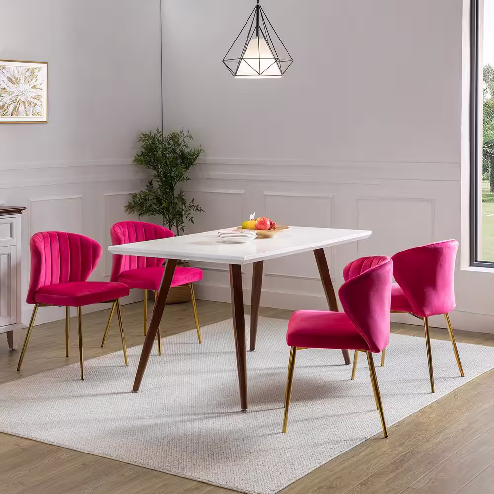 JAYDEN CREATION Milia Fuchsia Tufted Dining Chair (Set of 2)