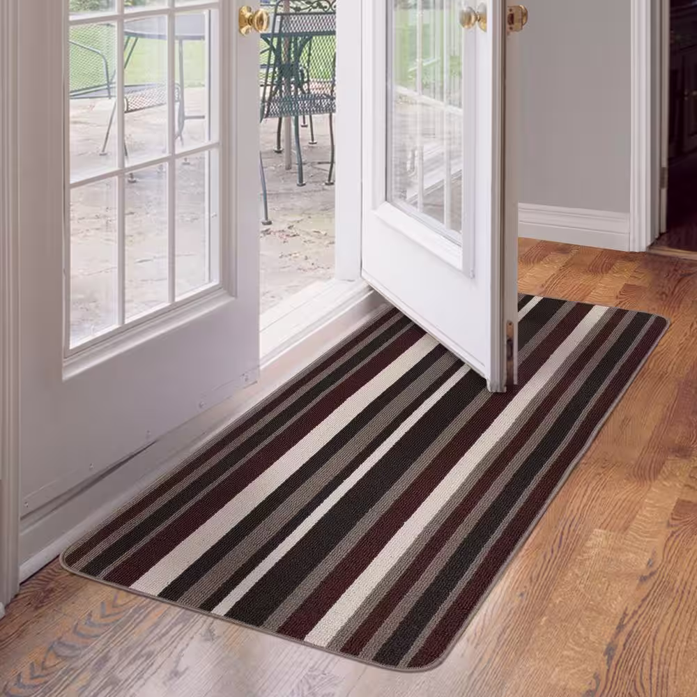 TrafficMaster Sonoma Cabernet 2 ft. x 5 ft. Striped Polypropylene Accent Rug