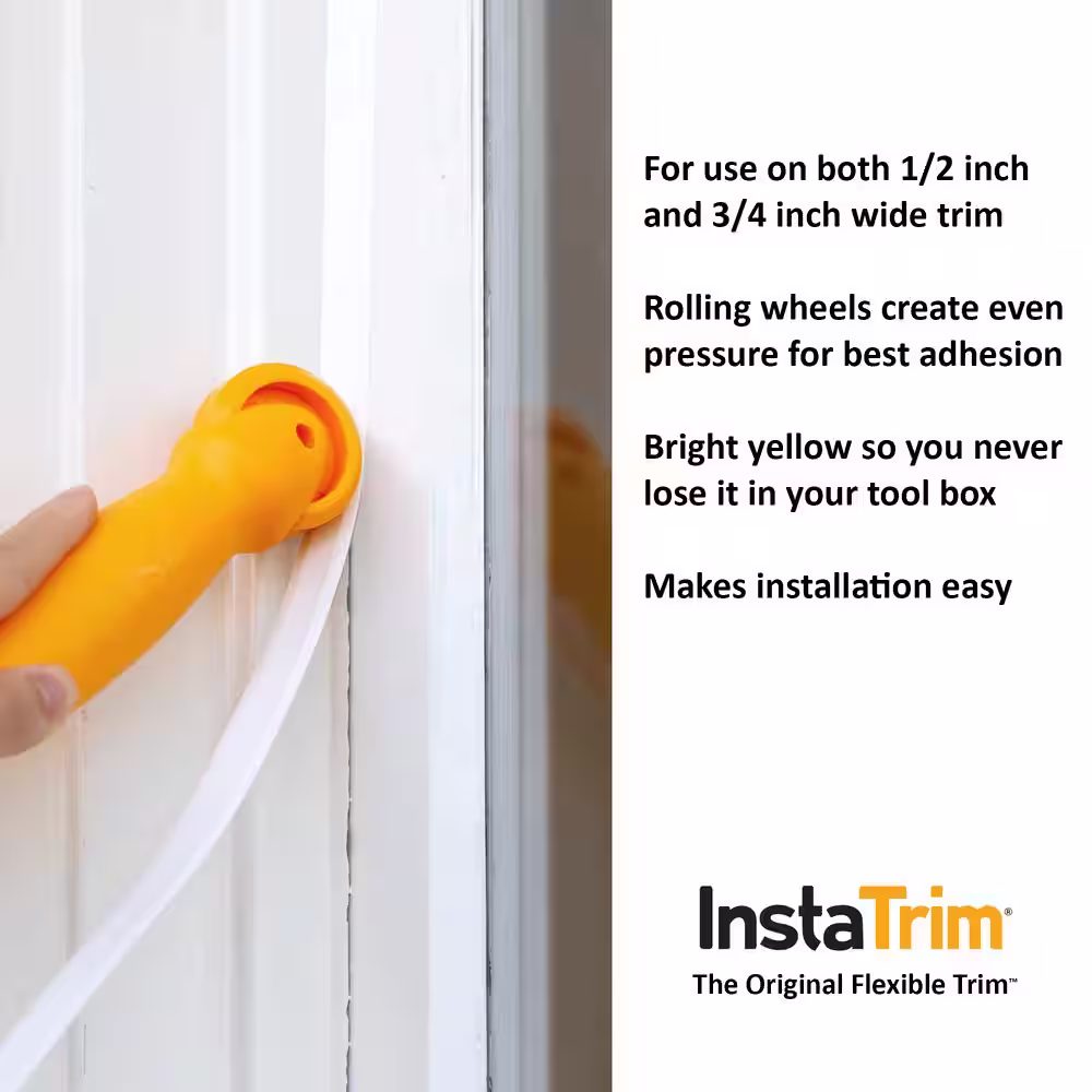 InstaTrim 1/2 in. x 50 ft. White PVC Self-Adhesive Flexible Caulk Trim Molding and Applicator Tool